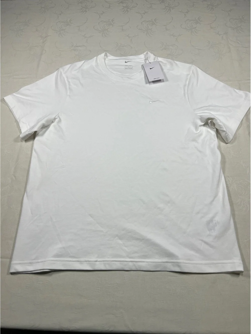 Nike Mens Drifit Performance Solo Swoosh White T-Shirt Size Large